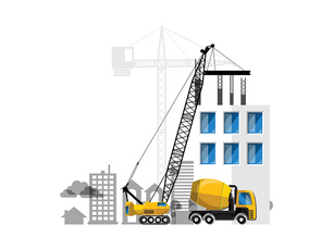 彩色卡通工廠建筑扁平插畫素材